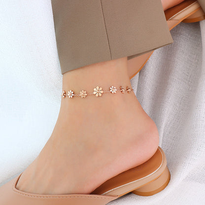 Fashion Flower Titanium Steel Plating No Inlaid Women's Anklet