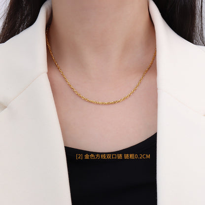 Simple Titanium Steel Plated 18k Gold Jewelry Bare Chain Necklace