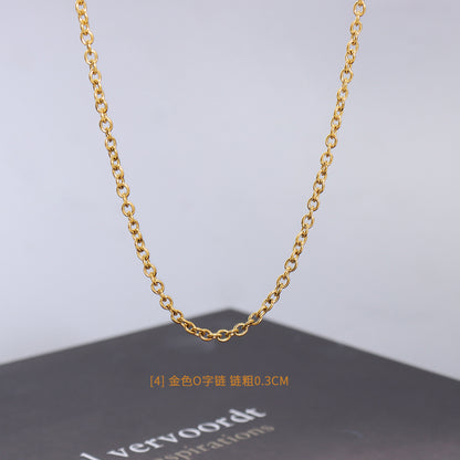 Simple Titanium Steel Plated 18k Gold Jewelry Bare Chain Necklace