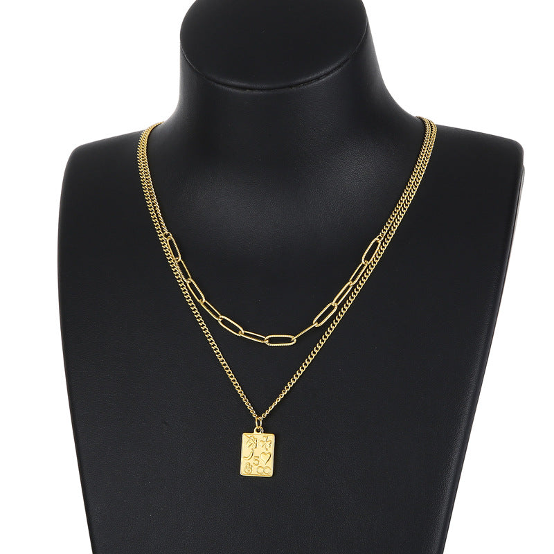 New Necklace Double-layer Chain 18k Stainless Steel Sweater Chain Wholesale