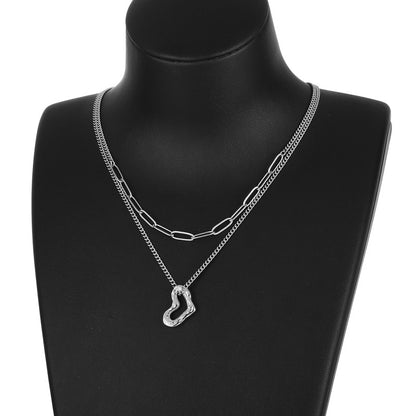 European And American Heart Multi-layer Chain Necklace Retro Pendant Sweater Chain