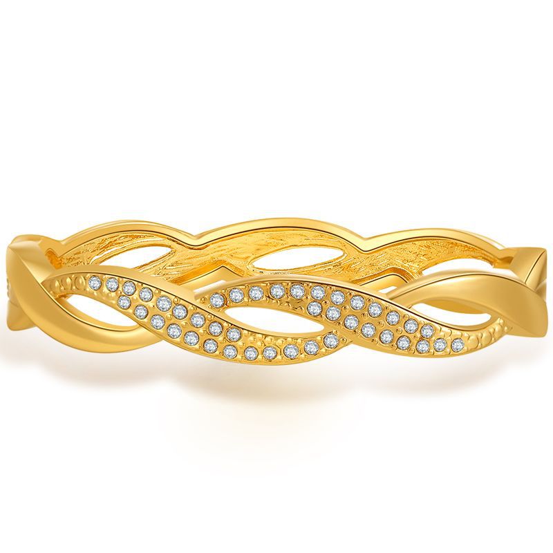 New Braided Twist Openwork Spring Open Bracelet Diamond Light Luxury Bracelet Women