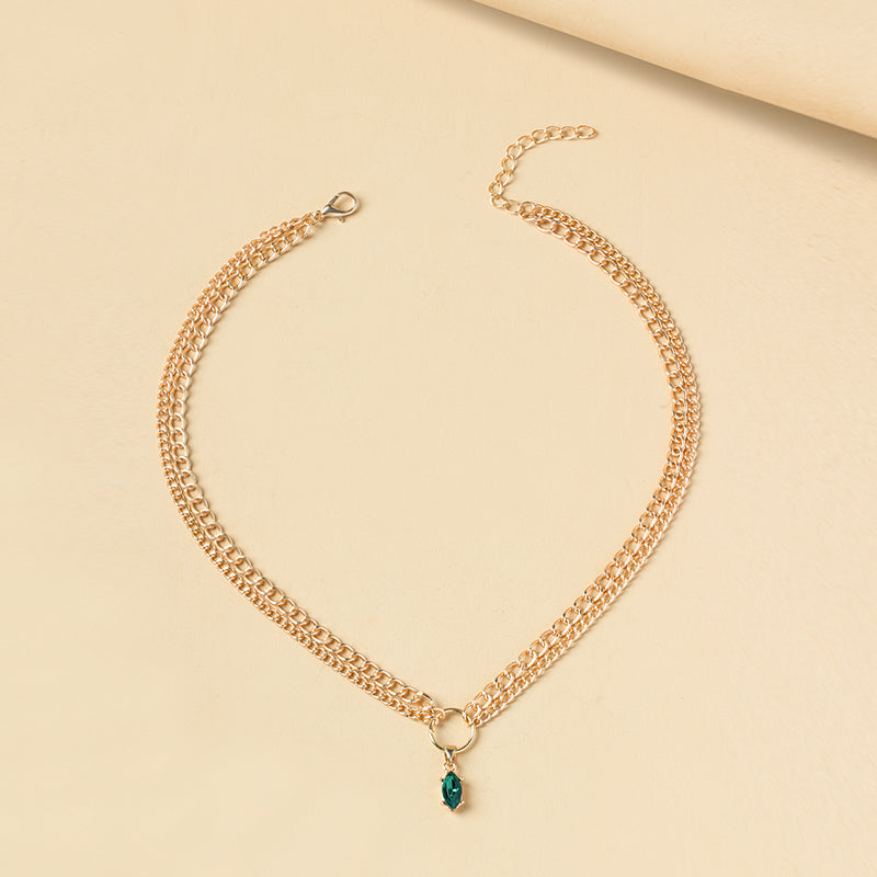 Fashion Diamond Chain Double Layer Necklace