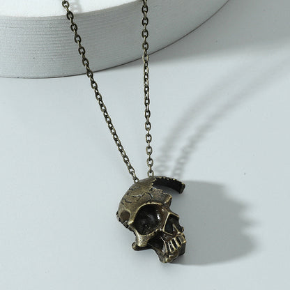 Wholesale Retro Half Head Skull Titanium Steel Necklace Gooddiy