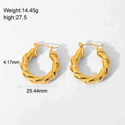 Circle Plating Stainless Steel No Inlaid Gold Plated Earrings