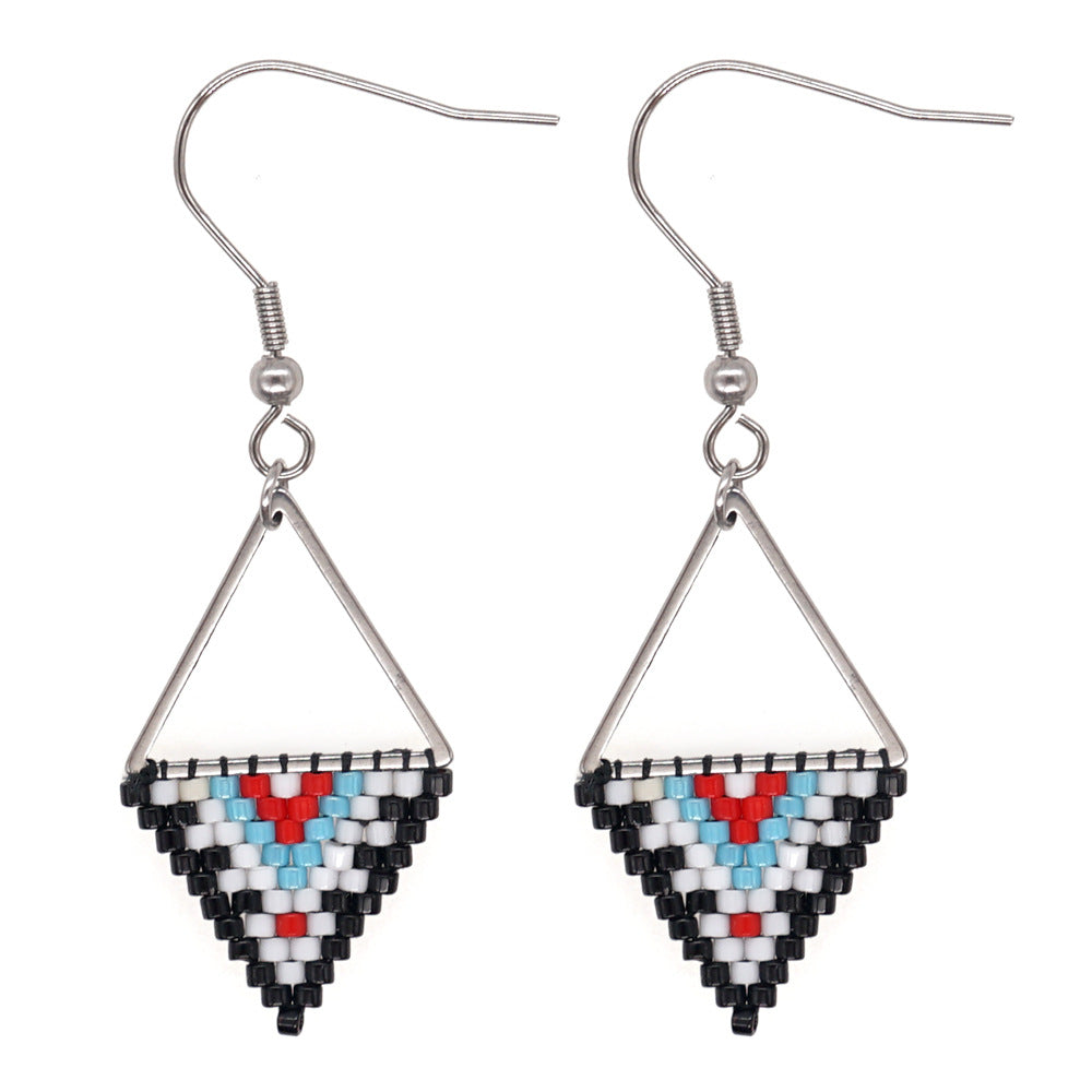 Bohemian Retro Ethnic Miyuki Rice Bead Triangle Earrings