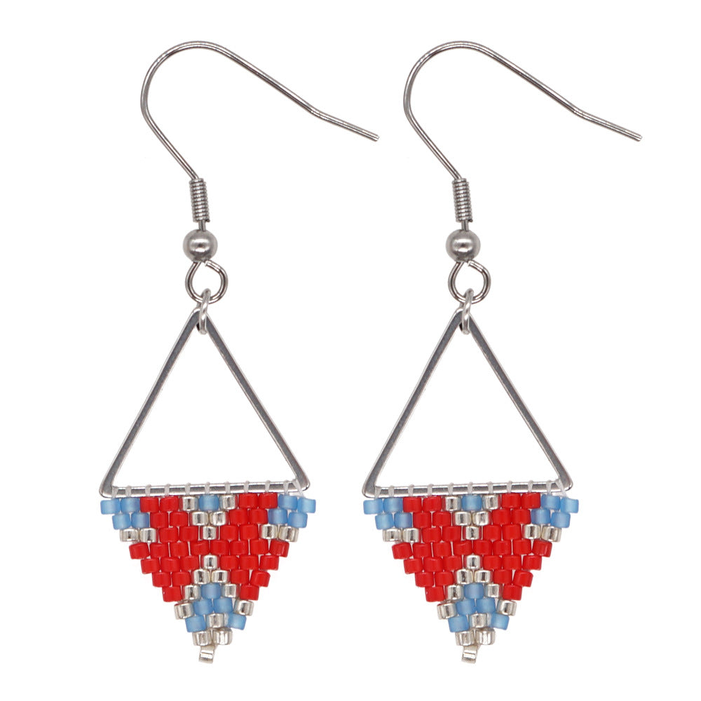 Bohemian Retro Ethnic Miyuki Rice Bead Triangle Earrings