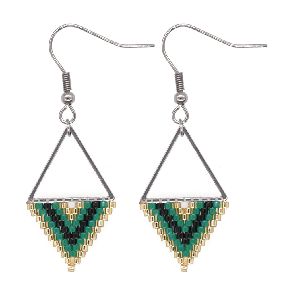 Bohemian Retro Ethnic Miyuki Rice Bead Triangle Earrings