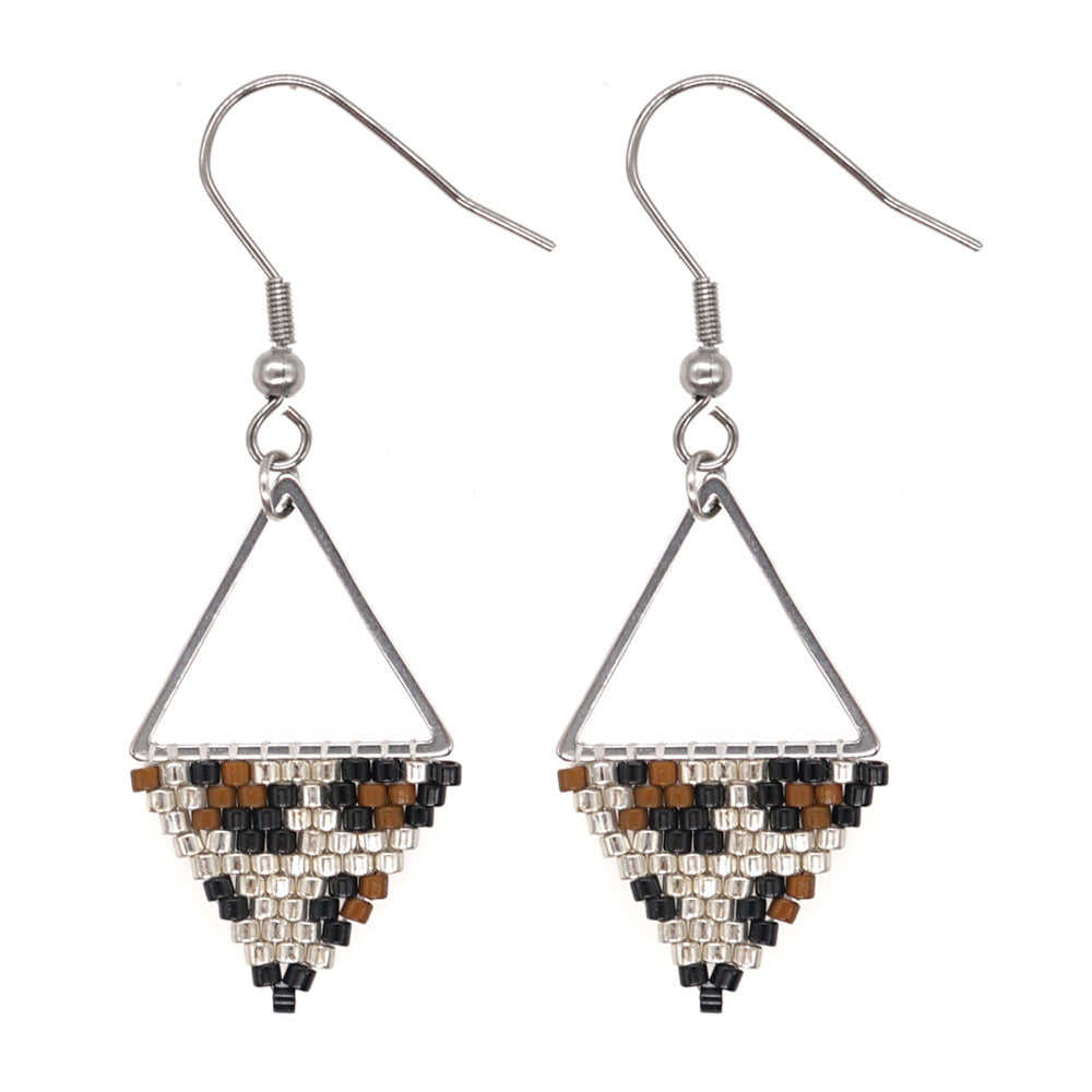 Bohemian Retro Ethnic Miyuki Rice Bead Triangle Earrings