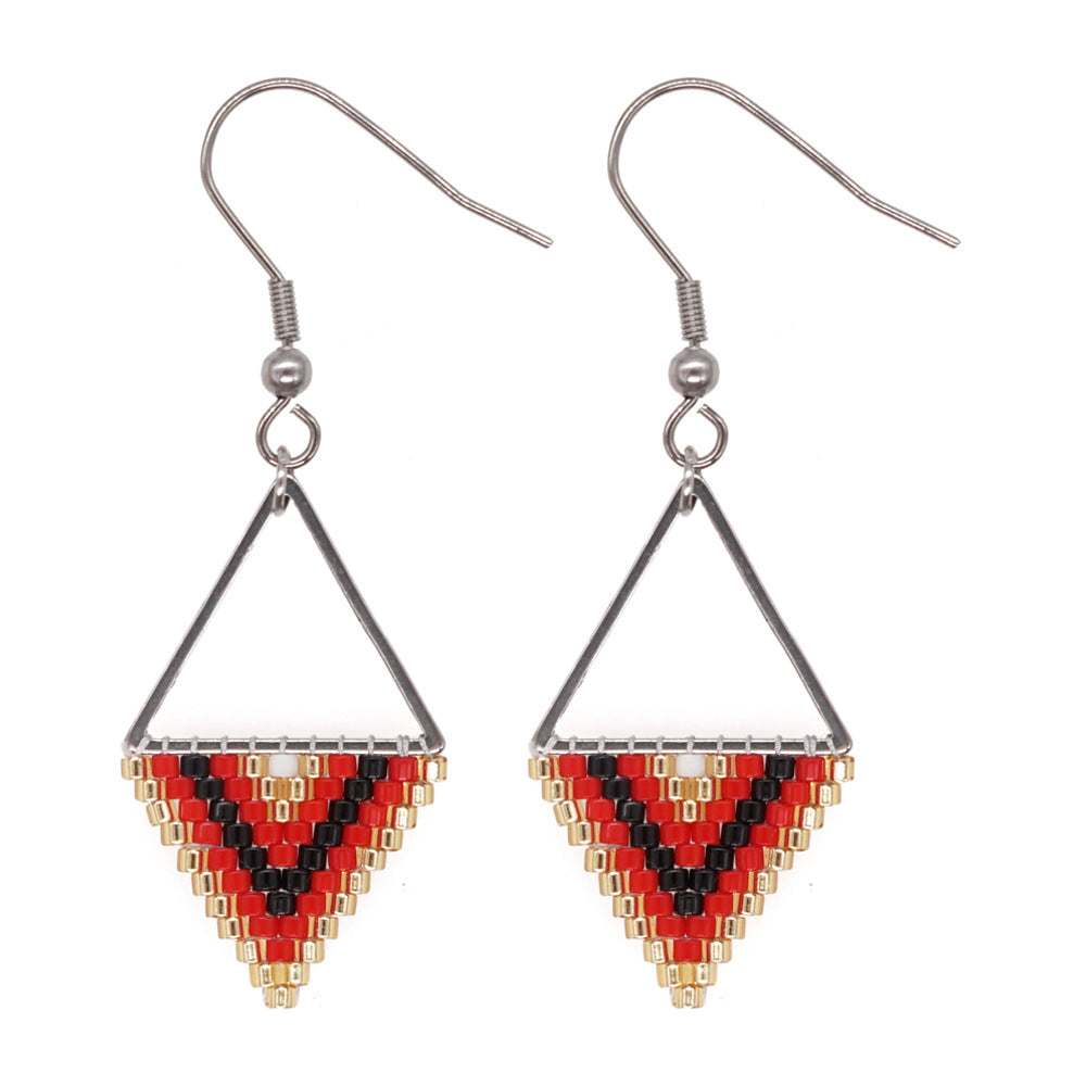 Bohemian Retro Ethnic Miyuki Rice Bead Triangle Earrings