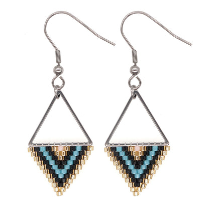 Bohemian Retro Ethnic Miyuki Rice Bead Triangle Earrings