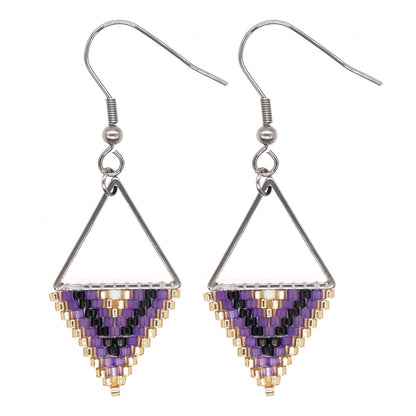 Bohemian Retro Ethnic Miyuki Rice Bead Triangle Earrings