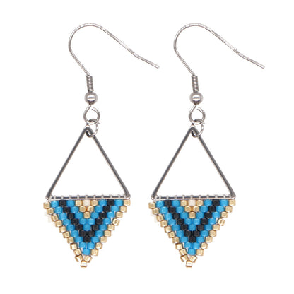 Bohemian Retro Ethnic Miyuki Rice Bead Triangle Earrings