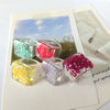 European And American Acrylic Resin Moire Rice Bead Mixed Color Heart Tail Ring Cross-border