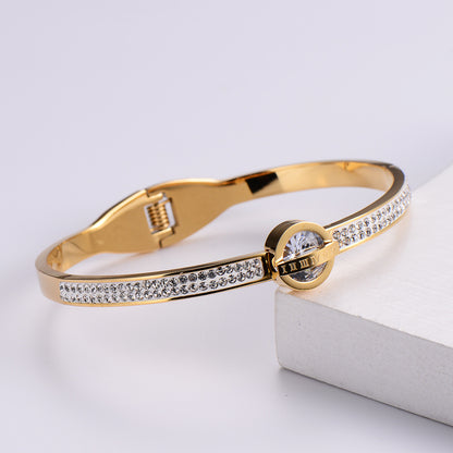 Fashion Diamond Spring Female Roman Numeral Bracelet Stainless Steel Bracelet