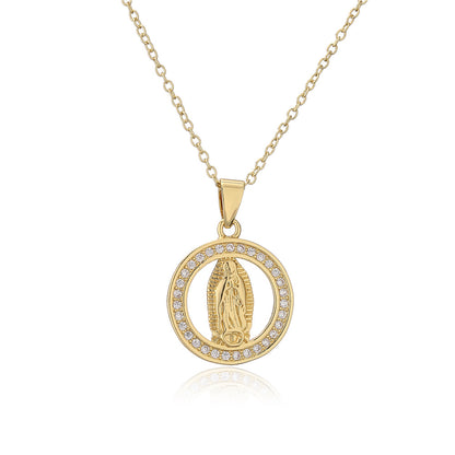 Fashion Real Gold Electroplating Religious Jewelry Copper Micro-inlaid Zircon Pendant Necklace