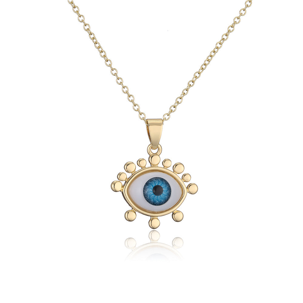 European And American Hot Sale New Copper Plated 18k Gold Lucky Eye Pendant Necklace