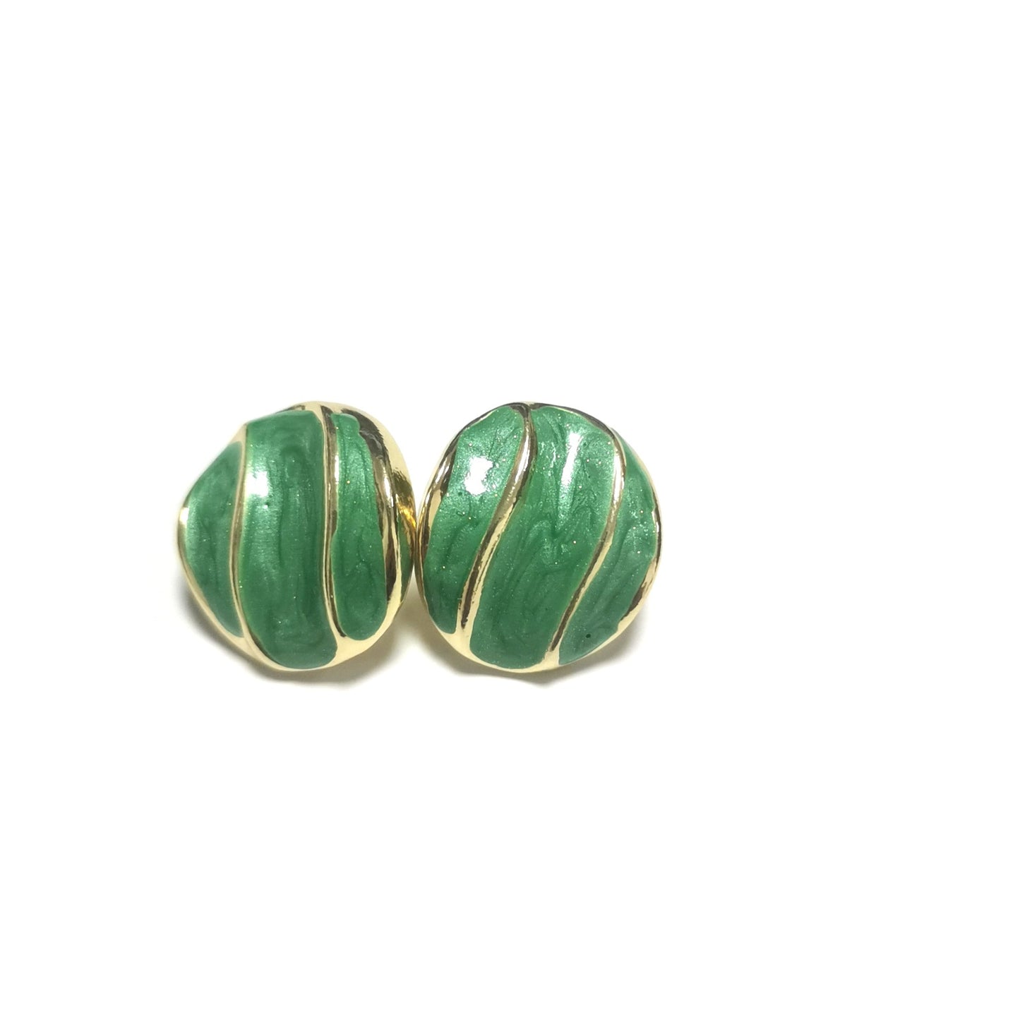 New Autumn And Winter Retro Green Exaggerated Oil Drop Round Earrings