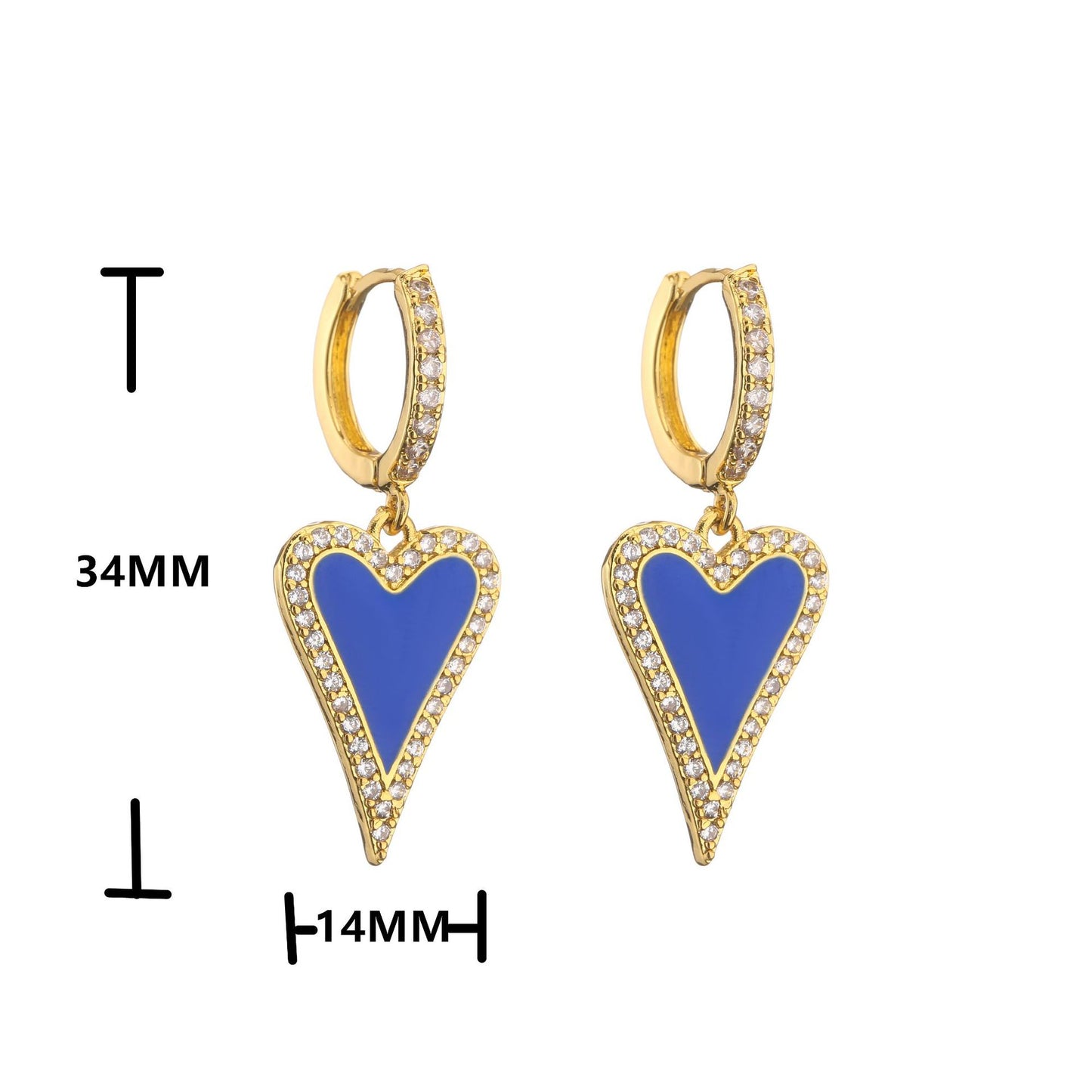 Retro Micro-inlaid Zircon Oil Drop Color Heart Starfish Lightning Earrings