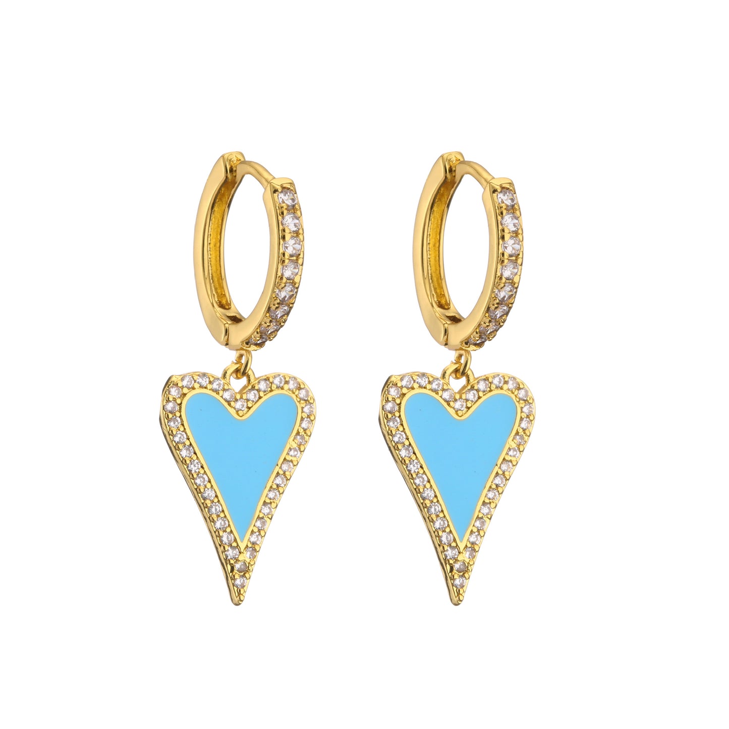 Retro Micro-inlaid Zircon Oil Drop Color Heart Starfish Lightning Earrings