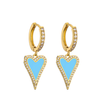 Retro Micro-inlaid Zircon Oil Drop Color Heart Starfish Lightning Earrings