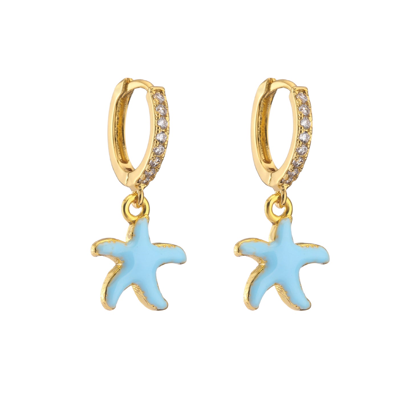 Retro Micro-inlaid Zircon Oil Drop Color Heart Starfish Lightning Earrings