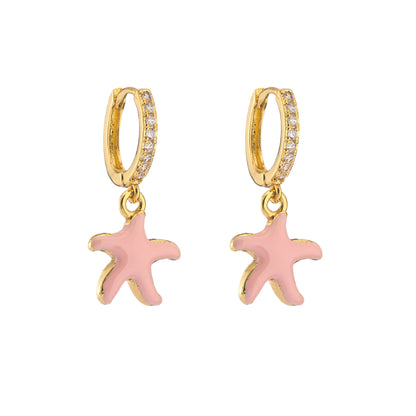 Retro Micro-inlaid Zircon Oil Drop Color Heart Starfish Lightning Earrings