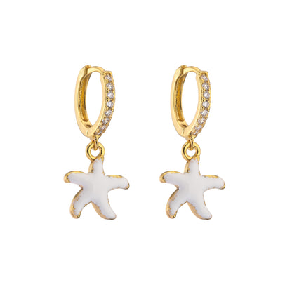 Retro Micro-inlaid Zircon Oil Drop Color Heart Starfish Lightning Earrings