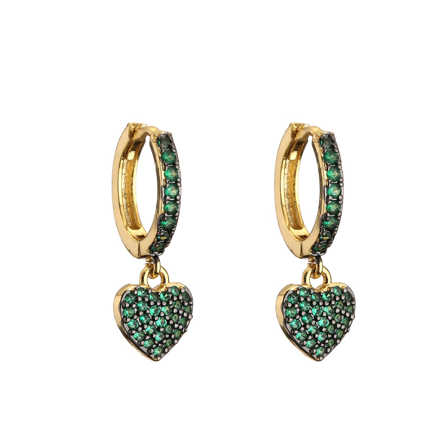 Fashion Micro-inlaid Zircon Colored Diamonds Two-tone Electroplating Heart-shaped Earrings