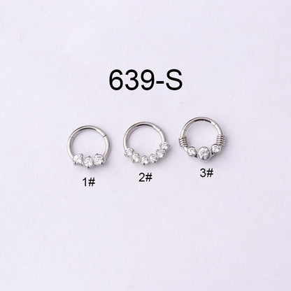 Fashion Geometric Stainless Steel Plating Artificial Gemstones Nose Ring