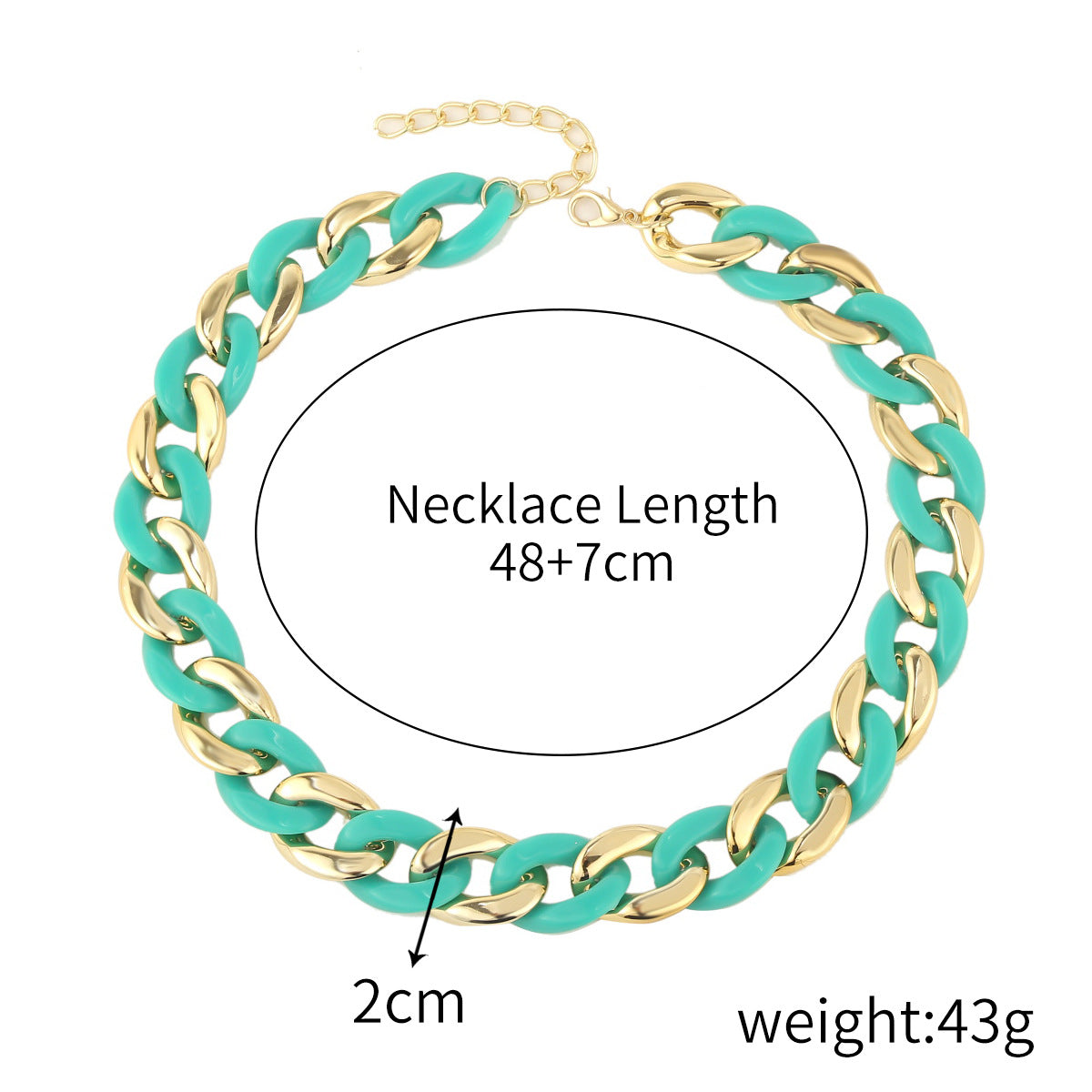 Fashion Multicolor Acrylic Necklace Non-fading Rock Punk Thick Chain Necklace