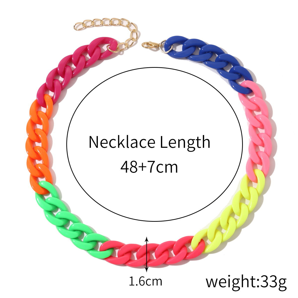 Fashion Multicolor Acrylic Necklace Non-fading Rock Punk Thick Chain Necklace