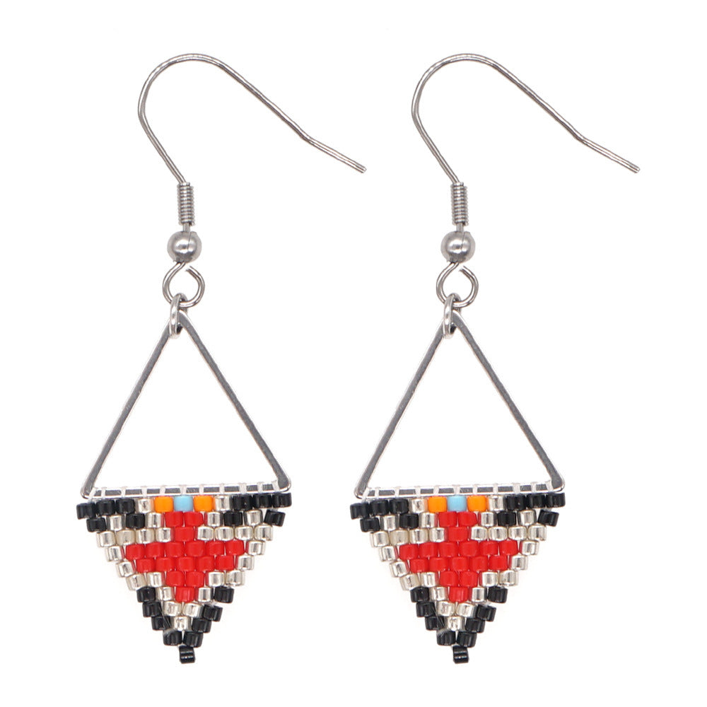 Bohemian Ethnic Style Miyuki Rice Bead Triangle Earrings