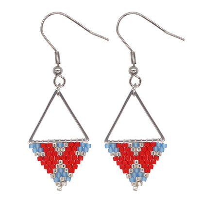 Bohemian Ethnic Style Miyuki Rice Bead Triangle Earrings