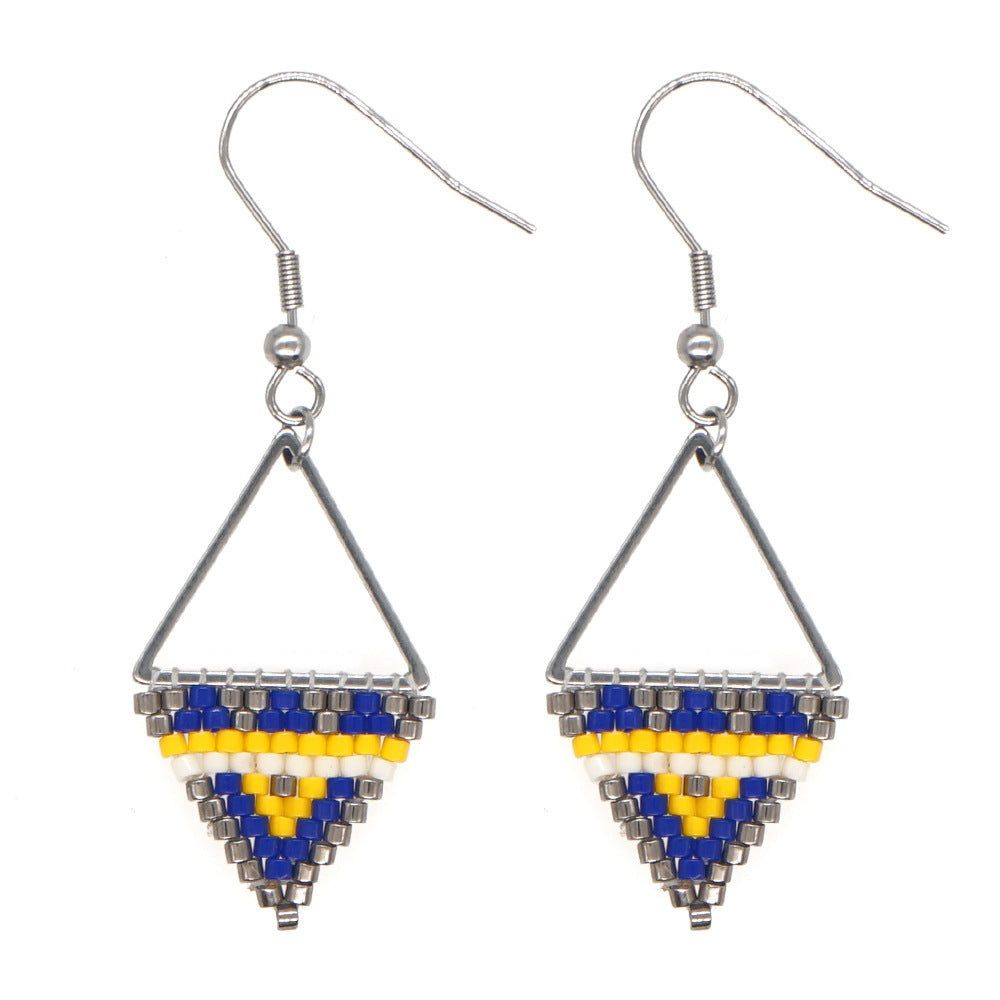 Bohemian Ethnic Style Miyuki Rice Bead Triangle Earrings