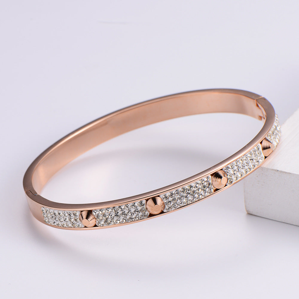 Fashion Diamond-studded Nail Stainless Steel Bracelet