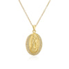 Europe And America Jewelry Copper Micro-inlaid Zircon Virgin Mary Pendant Golden Necklace