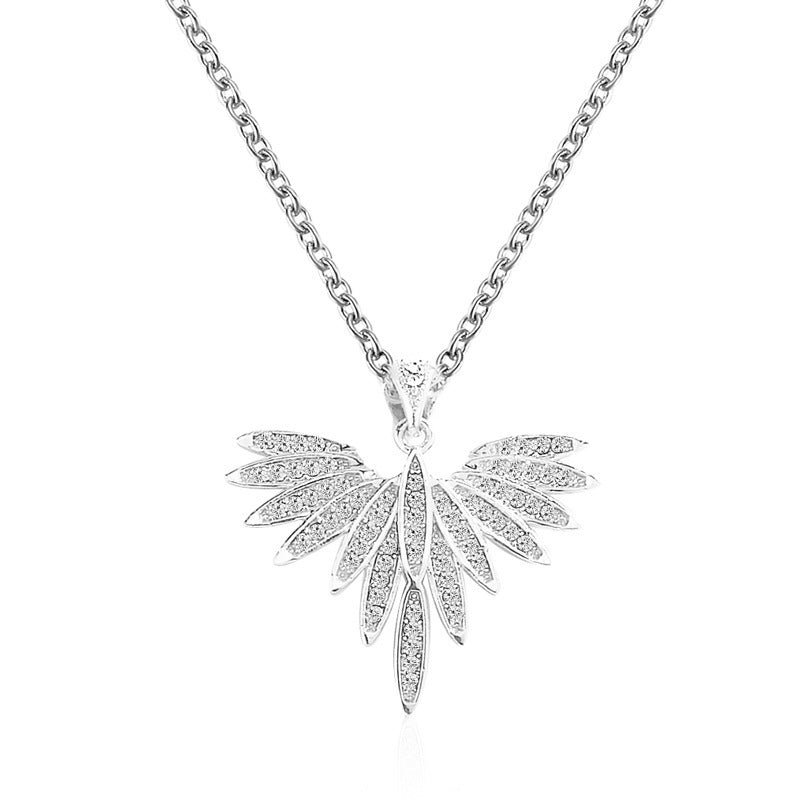 European And American Fashion Bird Clavicle Chain Rhinestone Angel Wing Pendant Necklace