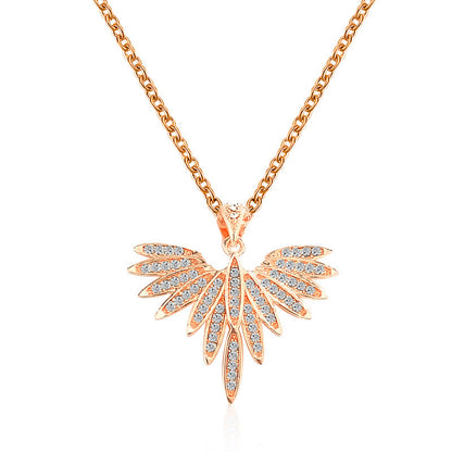 European And American Fashion Bird Clavicle Chain Rhinestone Angel Wing Pendant Necklace