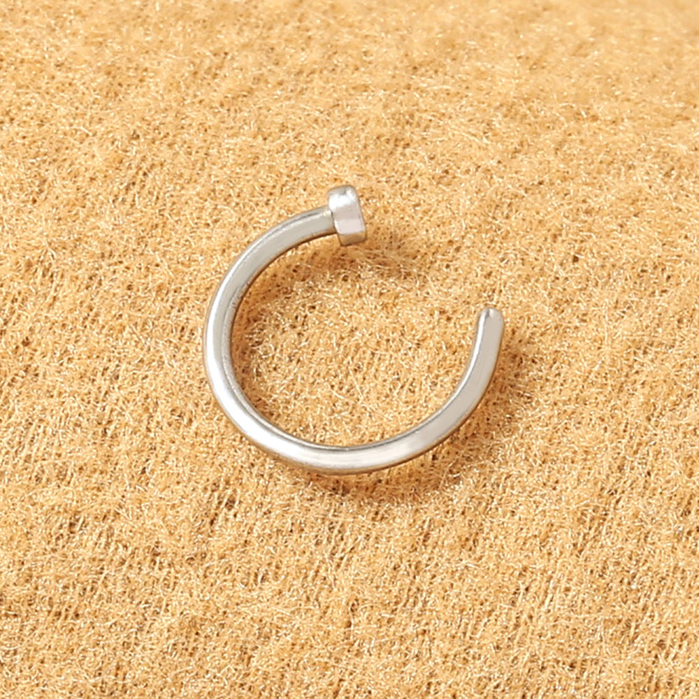 Fashion New Personality Exaggerated Stainless Steel False Nose Ring C-shaped Nose Nail Jewelry