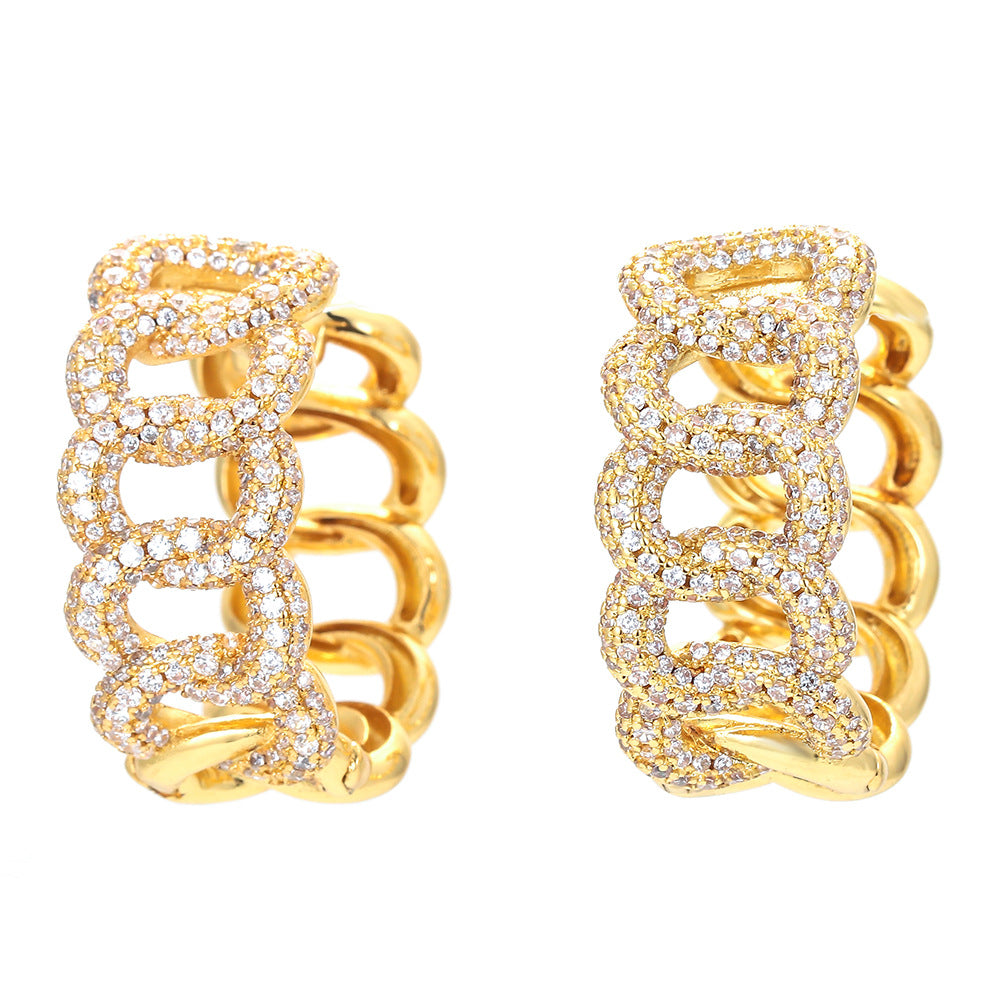 Fashion Personality Ladder Ring Female Simple Hollow Diamond Zircon Copper Earrings