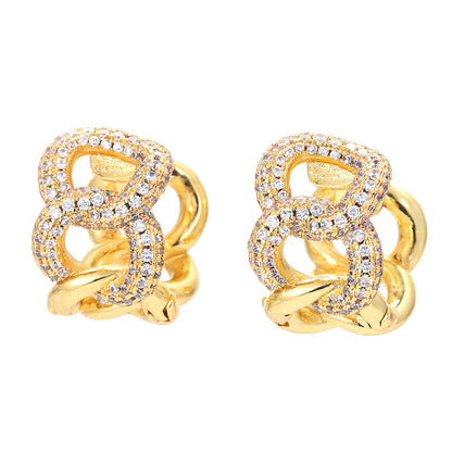 Fashion Personality Ladder Ring Female Simple Hollow Diamond Zircon Copper Earrings