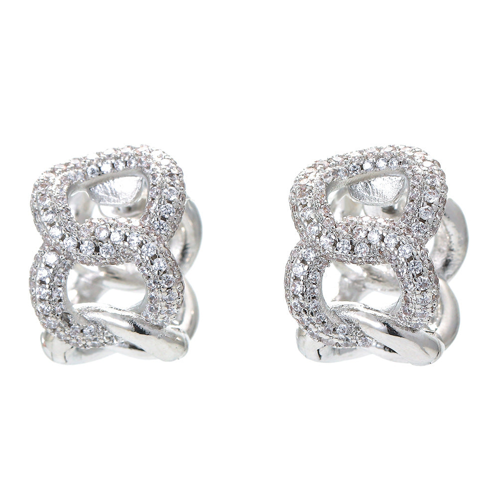 Fashion Personality Ladder Ring Female Simple Hollow Diamond Zircon Copper Earrings