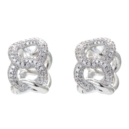 Fashion Personality Ladder Ring Female Simple Hollow Diamond Zircon Copper Earrings