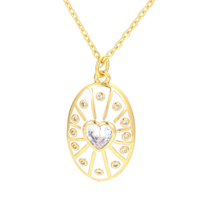 Cross-border Jewelry Dripping Oil Heart  Pendant Clavicle Chain Geometric Color Necklace