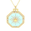 European And American Color Dripping Oil Zircon Pendant Necklace Fashion Eight-pointed Star Clavicle Chain