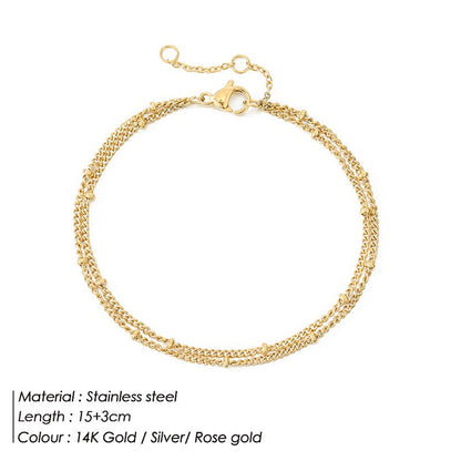 Korea Stainless Steel Double-layer Bracelet Bead Chain Bracelet Adjustable Jewelry Wholesale