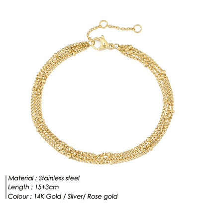 Korea Stainless Steel Double-layer Bracelet Bead Chain Bracelet Adjustable Jewelry Wholesale