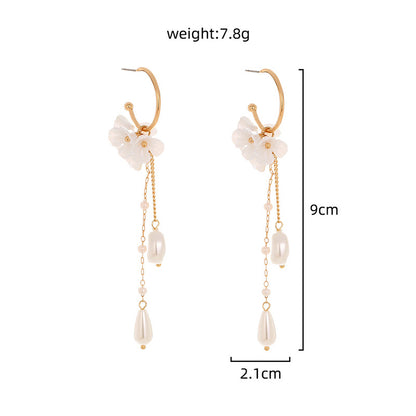 European And American Fashion Creative Butterfly C-shaped Flower Resin Earrings