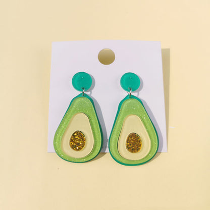 Fashion Funny Acrylic Earrings Hamburger Avocado Rainbow Earrings Women Wholesale